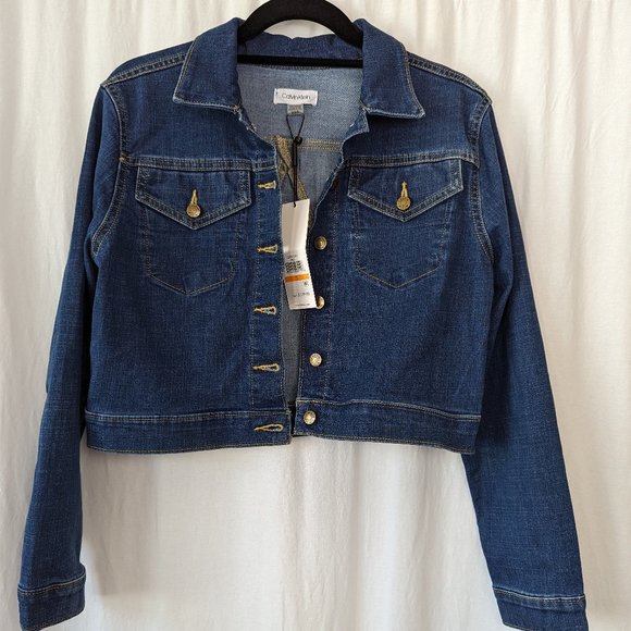 Calvin Klein Denim Jean Cropped Jacket Size Small - Picture 1 of 17